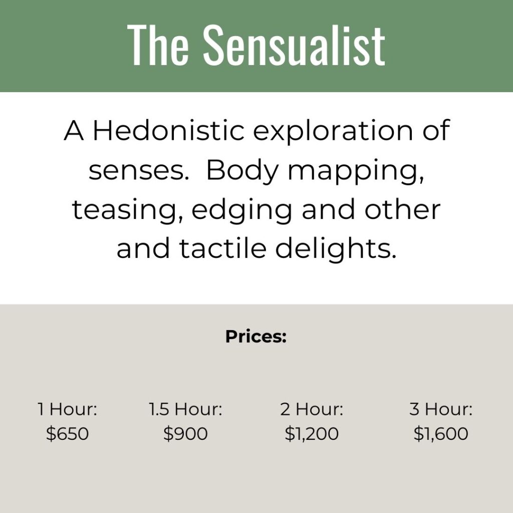The Sensualist - hedonistic exploration of senses, including body mapping, teasing and edging