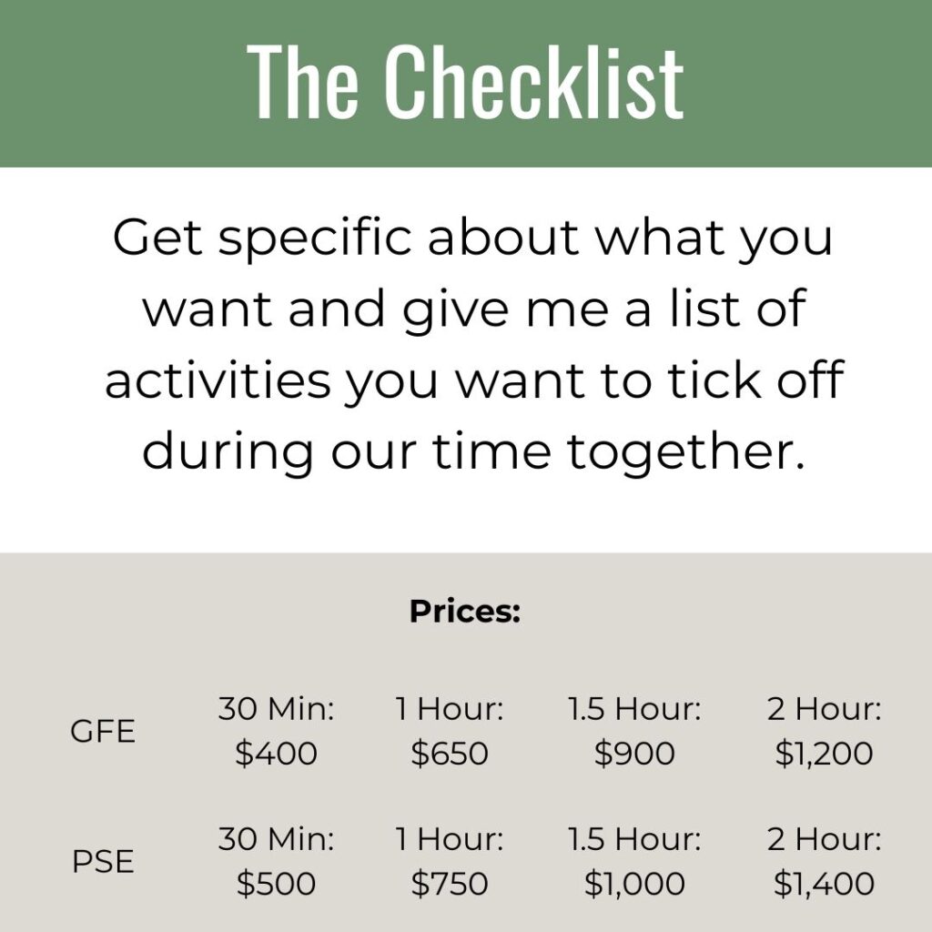 The Checklist - GFE or PSE made to order, tell me exactly what you're into
